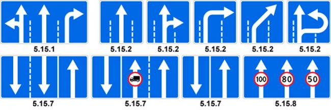 Знаки направления движения Направление движения