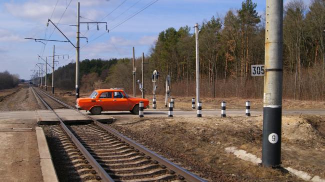 Дорога с железнодорожным переездом Дорога с железнодорожным переездом