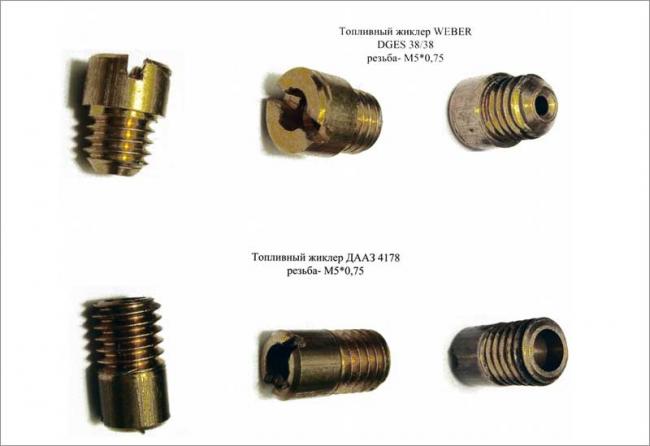 Различия топливных жиклеров Сравнение топливных жиклеров